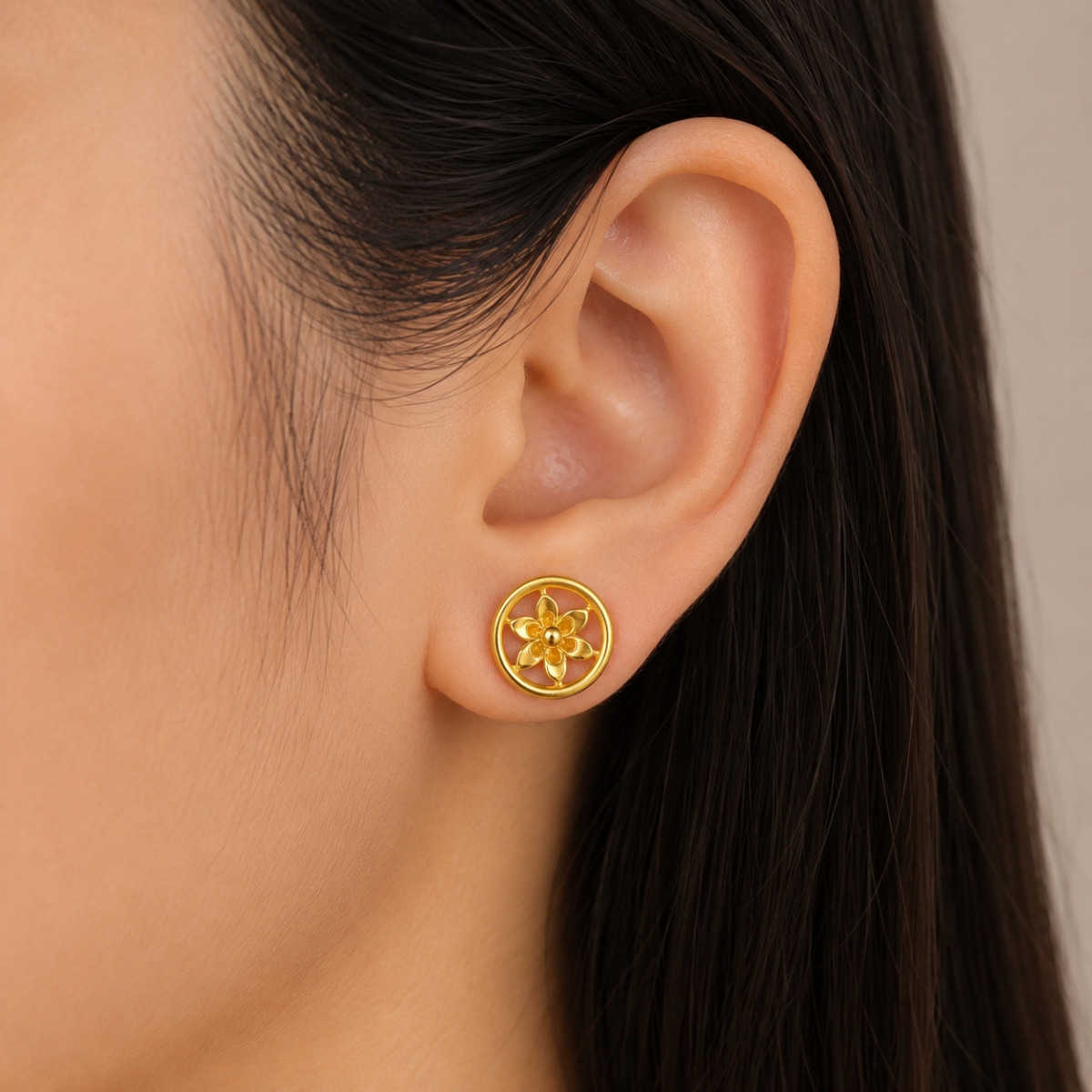 18K Gold Floral Circle Tops For Women And Kids